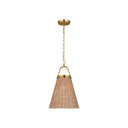 Visual Comfort Studio CP1421BBS Medium Pendant in Burnished Brass / Blonde Rattan