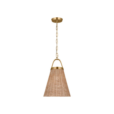 Visual Comfort Studio CP1421BBS Medium Pendant in Burnished Brass / Blonde Rattan