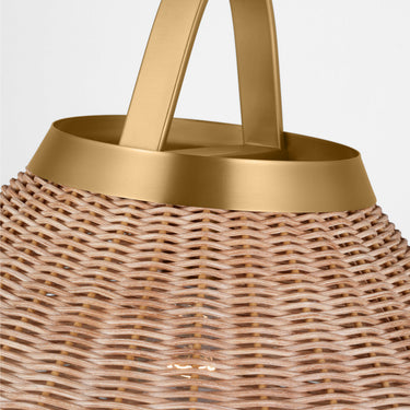 Visual Comfort Studio CP1441BBS Grand Pendant in Burnished Brass / Blonde Rattan