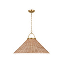 Visual Comfort Studio CP1441BBS Grand Pendant in Burnished Brass / Blonde Rattan