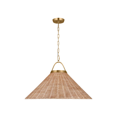 Visual Comfort Studio CP1441BBS Grand Pendant in Burnished Brass / Blonde Rattan