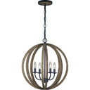 Visual Comfort Studio F2935/4WOW/AF Small Pendant in Weathered Oak Wood / Antique Forged Iron