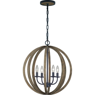 Visual Comfort Studio F2935/4WOW/AF Small Pendant in Weathered Oak Wood / Antique Forged Iron