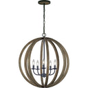 Visual Comfort Studio F2936/5WOW/AF Medium Pendant in Weathered Oak Wood / Antique Forged Iron
