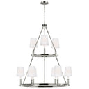 Visual Comfort Studio F2937/3+6PN Large Chandelier in Polished Nickel