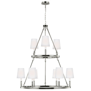 Visual Comfort Studio F2937/3+6PN Large Chandelier in Polished Nickel