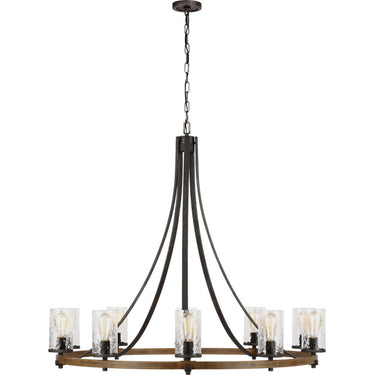 Visual Comfort Studio F3137/10DWK/SGM Large Chandelier in Distressed Weathered Oak / Slate Grey Metal