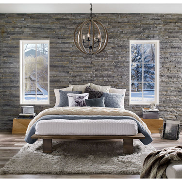 Visual Comfort Studio F3186/6WOW/AF Large Pendant in Weathered Oak Wood / Antique Forged Iron