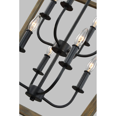 Visual Comfort Studio F3194/8WOW/AF Extra Large Chandelier in Weathered Oak Wood / Antique Forged Iron