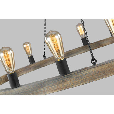 Visual Comfort Studio F3933/20WOW/AF Large Chandelier in Weathered Oak Wood / Antique Forged Iron