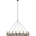 Visual Comfort Studio F3933/20WOW/AF Large Chandelier in Weathered Oak Wood / Antique Forged Iron