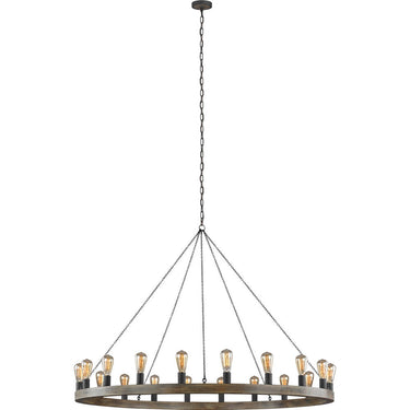 Visual Comfort Studio F3933/20WOW/AF Large Chandelier in Weathered Oak Wood / Antique Forged Iron
