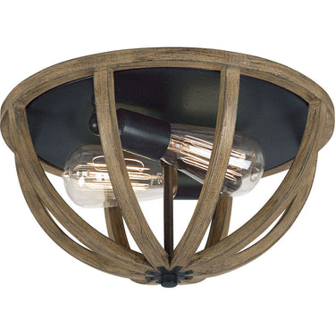 Visual Comfort Studio FM400WOW/AF Flush Mount in Weathered Oak Wood / Antique Forged Iron