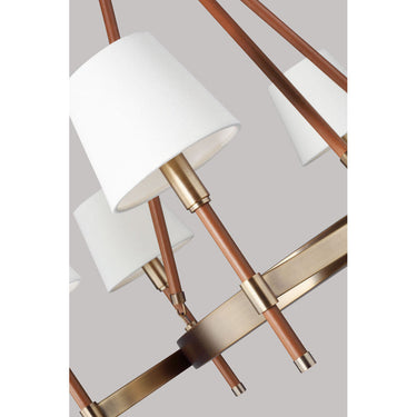 Visual Comfort Studio LC1006TWB Medium Chandelier in Time Worn Brass / Saddle Leather