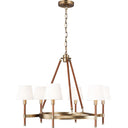 Visual Comfort Studio LC1006TWB Medium Chandelier in Time Worn Brass / Saddle Leather