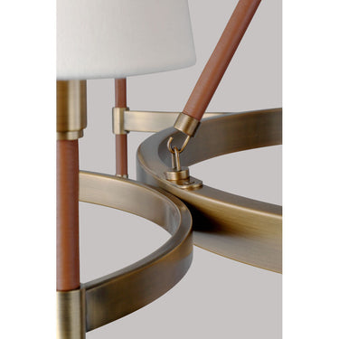 Visual Comfort Studio LC1018TWB Large Chandelier in Time Worn Brass / Saddle Leather