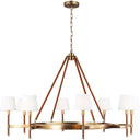 Visual Comfort Studio LC1018TWB Large Chandelier in Time Worn Brass / Saddle Leather