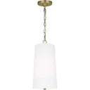 Visual Comfort Studio LP1101TWBWLW Tall Pendant in Time Worn Brass / White Linen w/White Inlay