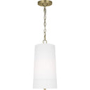 Visual Comfort Studio LP1101TWBWLW Tall Pendant in Time Worn Brass / White Linen w/White Inlay