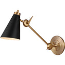 Visual Comfort Studio TW1071BBS Library Sconce in Burnished Brass / Midnight Black