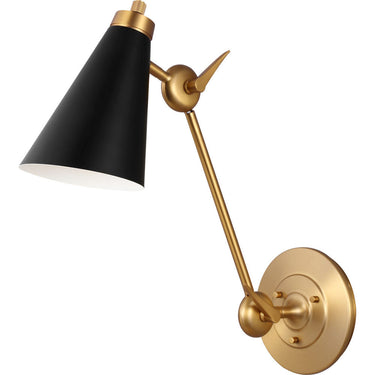 Visual Comfort Studio TW1071BBS Library Sconce in Burnished Brass / Midnight Black