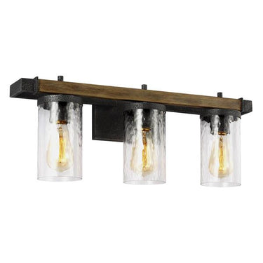 Visual Comfort Studio VS18253DWK/SGM 3 - Light Vanity in Distressed Weathered Oak / Slate Grey Metal - Crescent Harbor