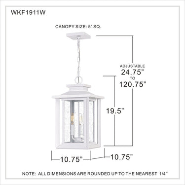 Wakefield 3 Light Outdoor Pendant in Matte White 4