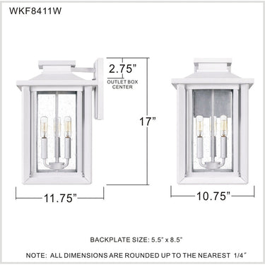 Wakefield 3 Light Outdoor Wall Sconce in Matte White 3