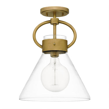 Webster 1 Light Semi-Flush Mount in Weathered Brass 3