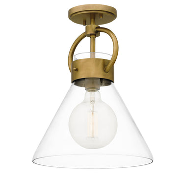 Webster 1 Light Semi-Flush Mount in Weathered Brass 4