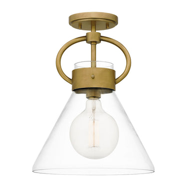 Webster 1 Light Semi-Flush Mount in Weathered Brass 1