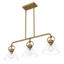 Webster 3 Light Island Light in Weathered Brass 6