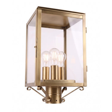 Westbrook Post Lantern shown in the Antique Brass finish with a Clear shade - 94510-AB-CL