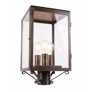 Westbrook Post Lantern shown in the Dark Brass finish with a Clear shade - 94510-DB-CL