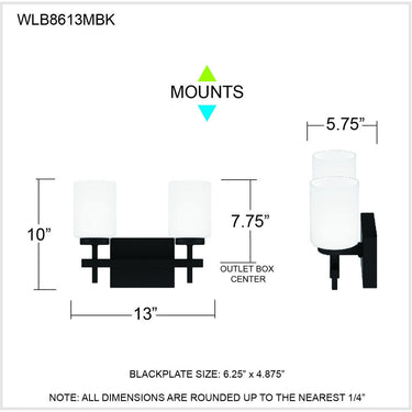 Wilburn 2 Light Bath Light in Matte Black 9