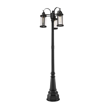Z-Lite 102.5" High Roundhouse 3 Light Outdoor Post Mounted Fixture image 1