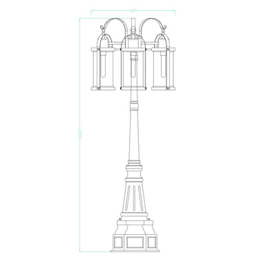 Z-Lite 102.5" High Roundhouse 3 Light Outdoor Post Mounted Fixture image 3