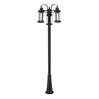 Z-Lite 114.5" High Roundhouse 3 Light Outdoor Post Mounted Fixture image 1