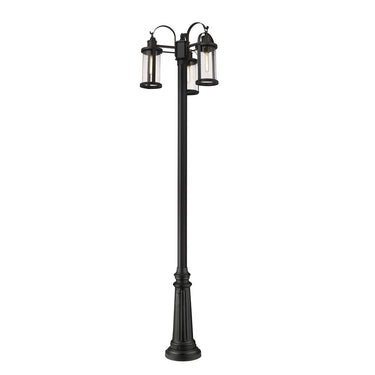 Z-Lite 115" High Roundhouse 3 Light Outdoor Post Mounted Fixture image 1