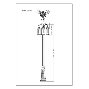 Z-Lite 115" High Roundhouse 3 Light Outdoor Post Mounted Fixture image 3