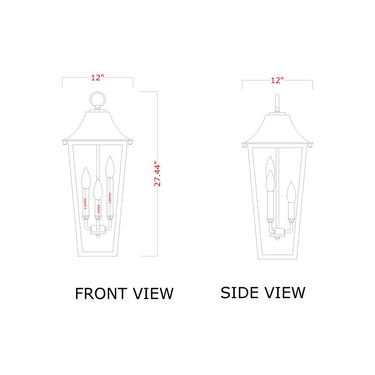 Z-Lite 12" Gannon 3 Light Outdoor Chain Mount Ceiling Fixture image 7