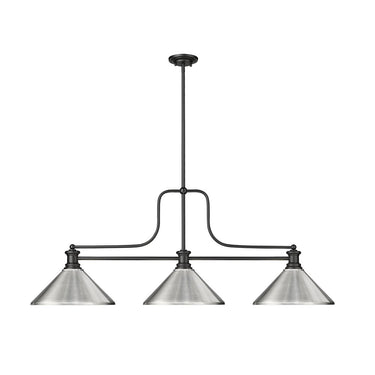Z-Lite 14" Melange Steel 3 Light Billiard Light image 3