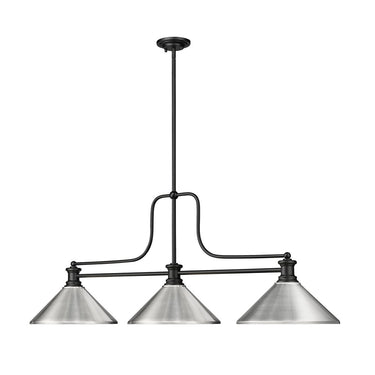 Z-Lite 14" Melange Steel 3 Light Billiard Light image 6