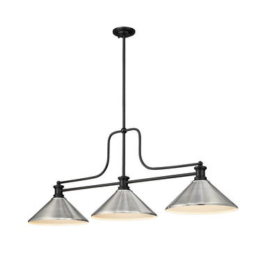 Z-Lite 14" Melange Steel 3 Light Billiard Light image