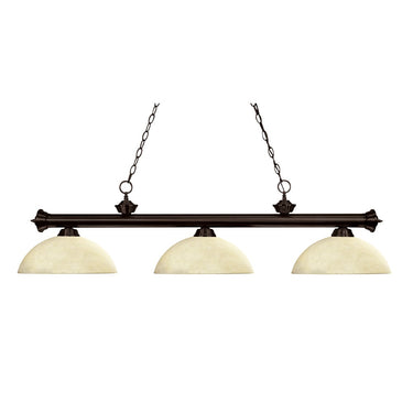Z-Lite 14" Riviera Glass Bronze 3 Light Billiard Light image