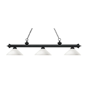 Z-Lite 14" Riviera Glass Matte Black 3 Light Billiard Light image 1