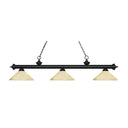 Z-Lite 14" Riviera Glass Matte Black 3 Light Billiard Light image