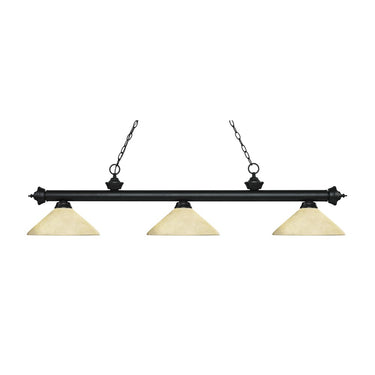 Z-Lite 14" Riviera Glass Matte Black 3 Light Billiard Light image