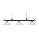 Z-Lite 14" Riviera Glass White Linen 3 Light Billiard Light image