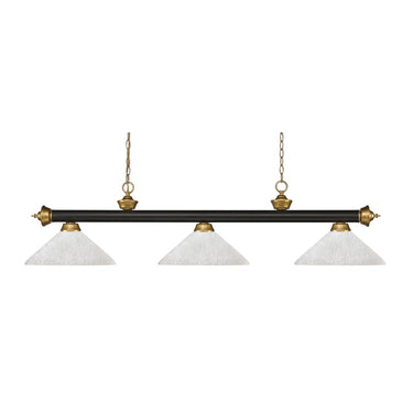 Z-Lite 14" Riviera Glass White Linen 3 Light Billiard Light image